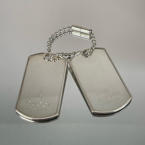 GUCCI Double Dog Tag Silver 925 Ball Chain Necklace Top Charm - Picture 3 of 9